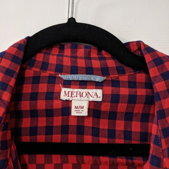 Merona Blue & Red Checkered Plaid - Picture 3 of 3
